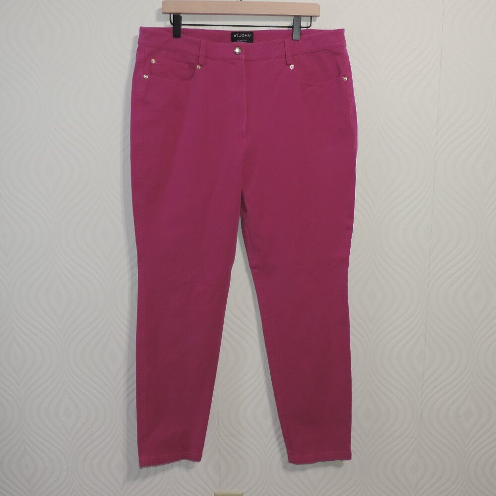 ST JOHN for NORDSTROM sz 14 Dark Pink Jeans Pants w/ Gold Accents